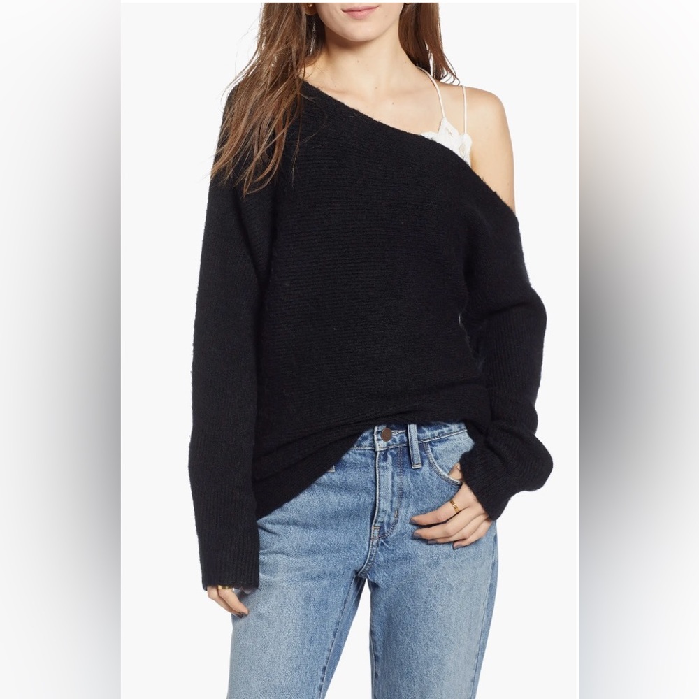 Treasure & Bond One-Shoulder Ribbed Sweater